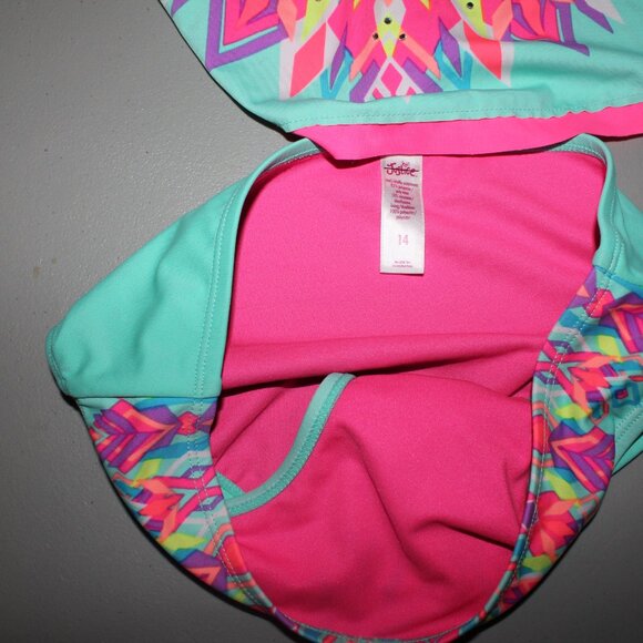 Multi Color 2 Pcs Justice Bikini Swimsuit size 14 - Picture 5 of 11